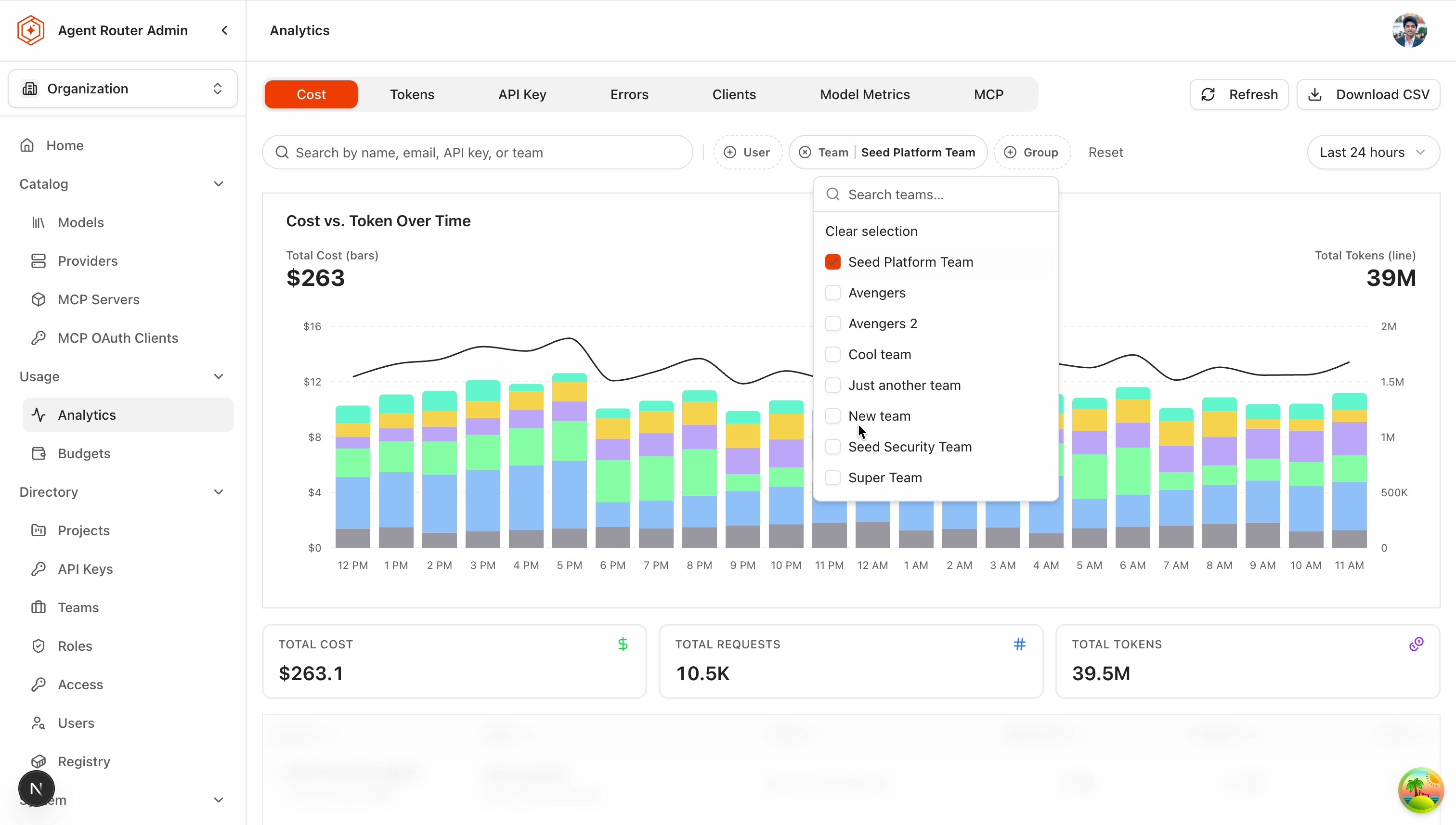 Multi-select Team filter on Analytics