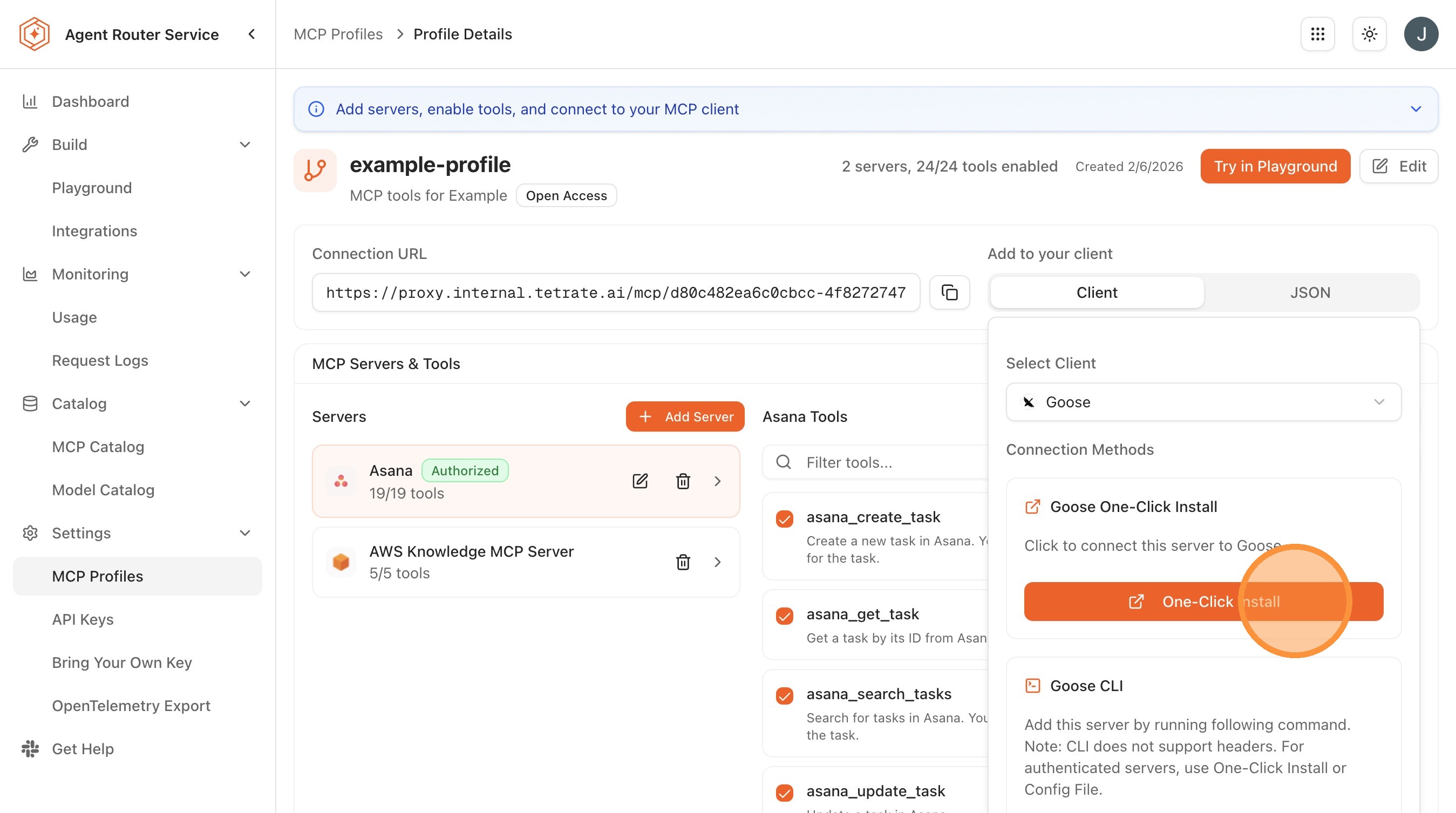 Add an MCP profile to a client