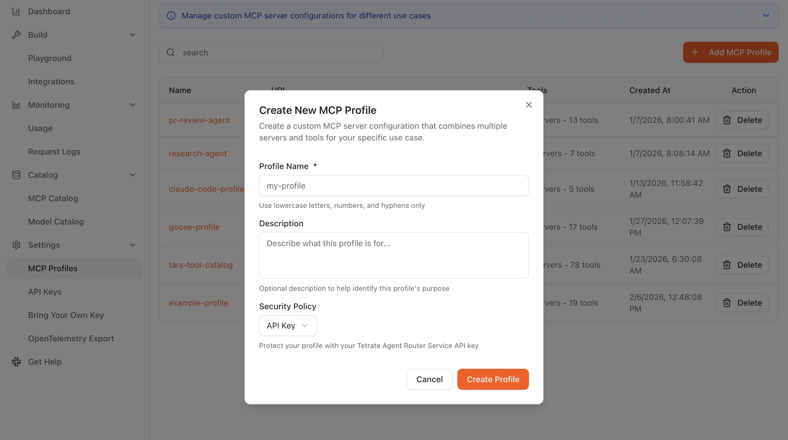 Create an MCP profile
