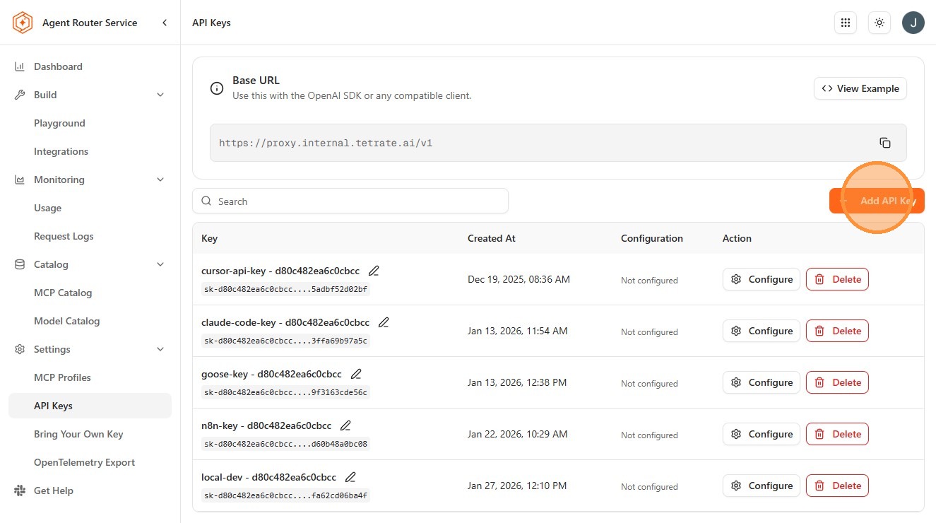 Click Add API Key