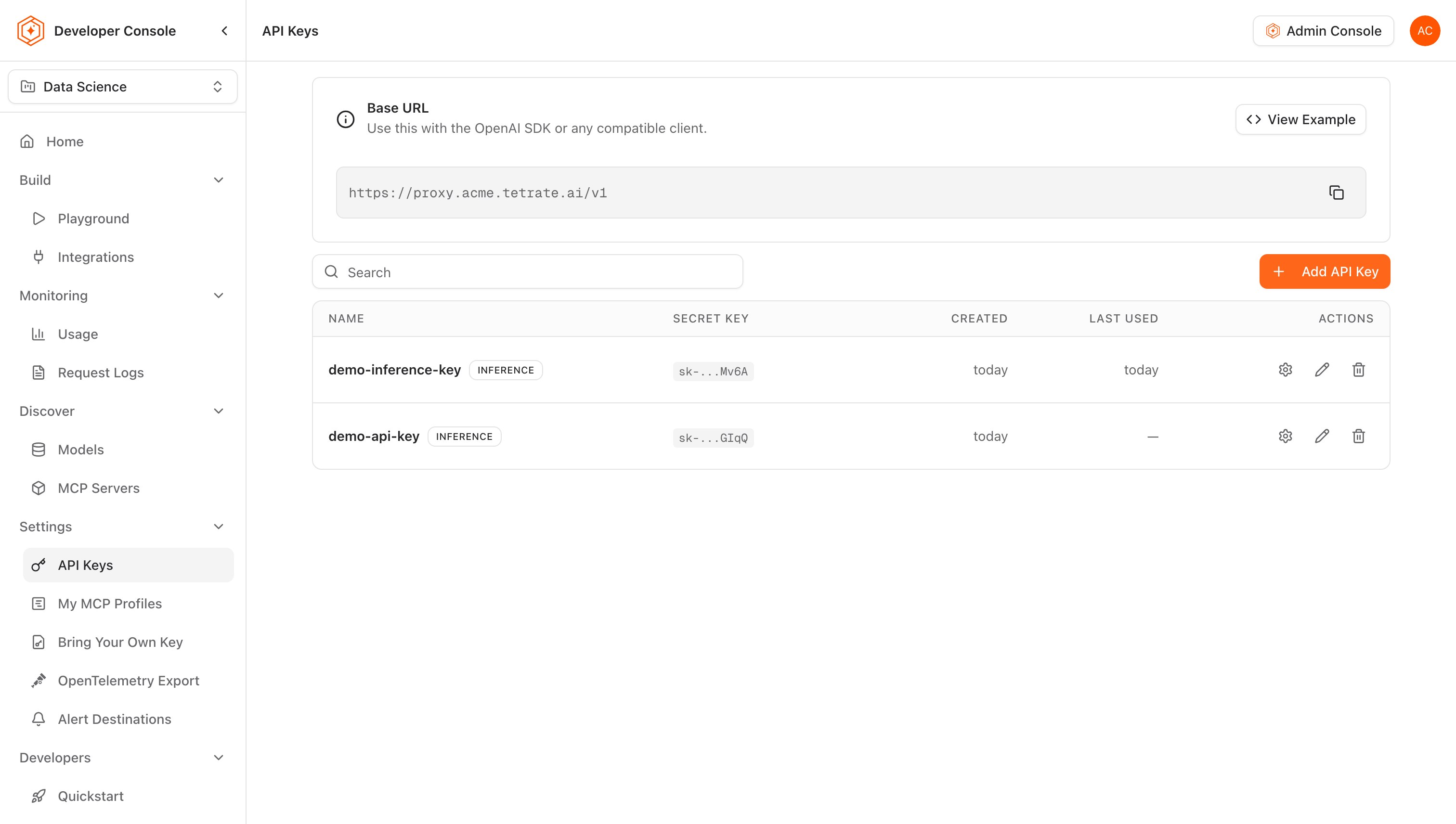 Click Add API Key
