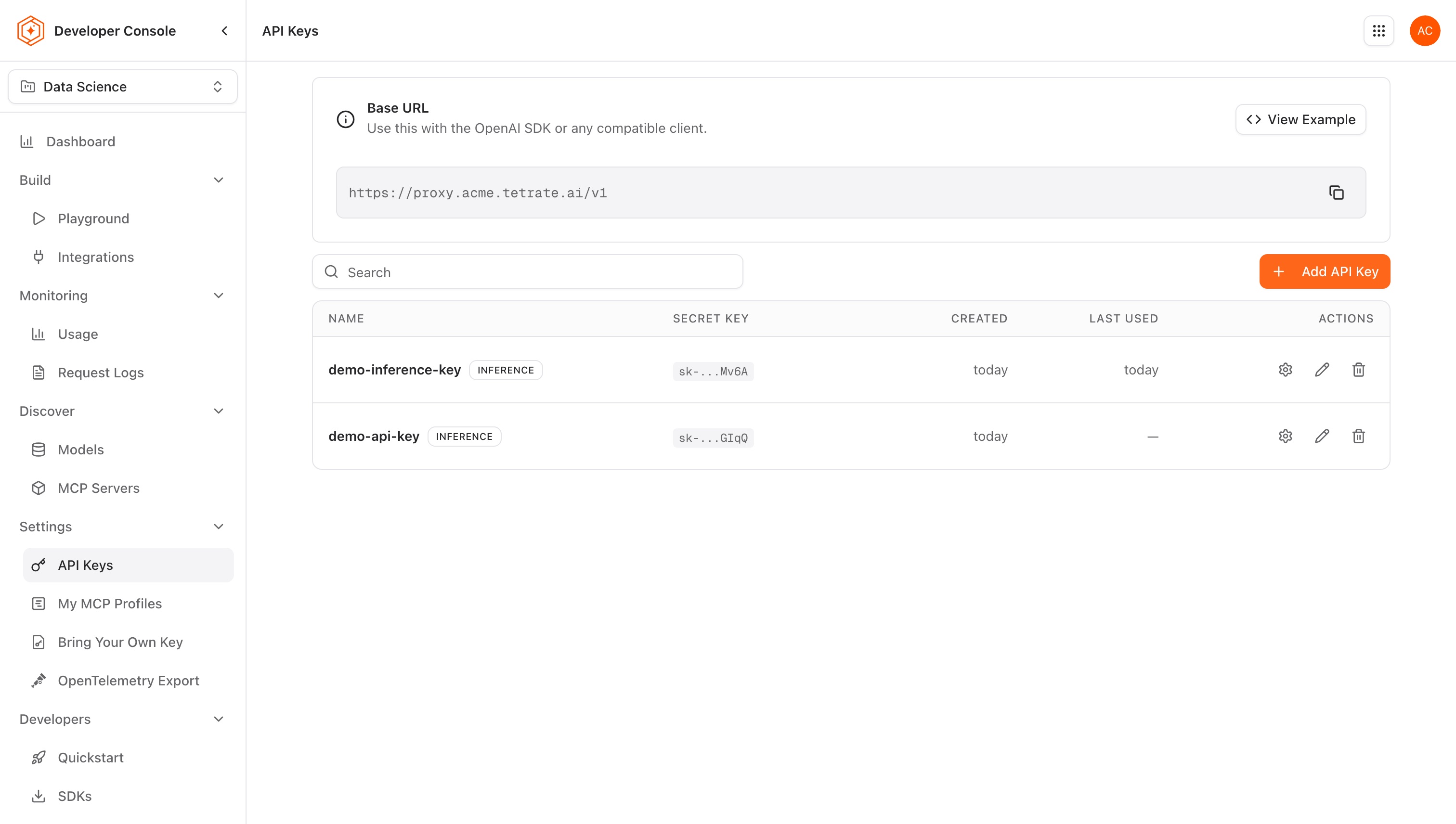 Click Add API Key