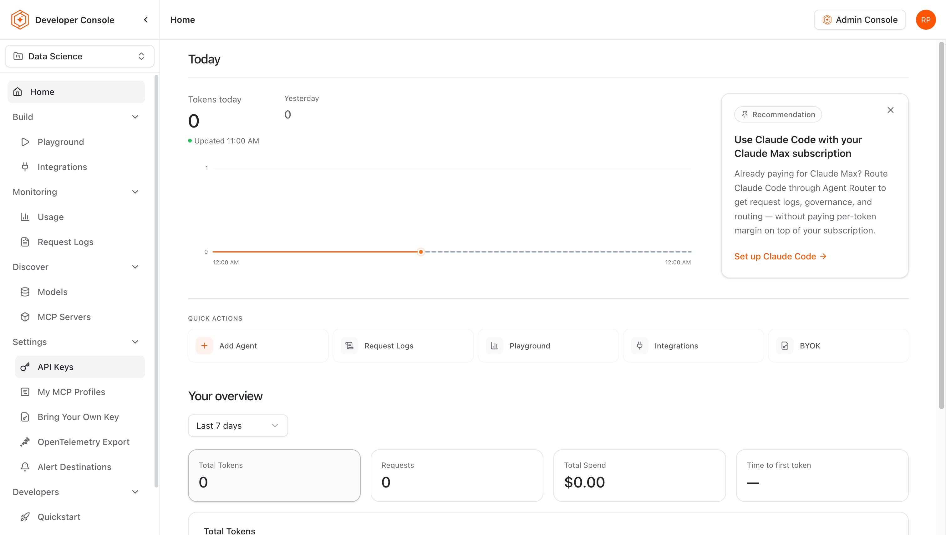 Click API Keys in sidebar