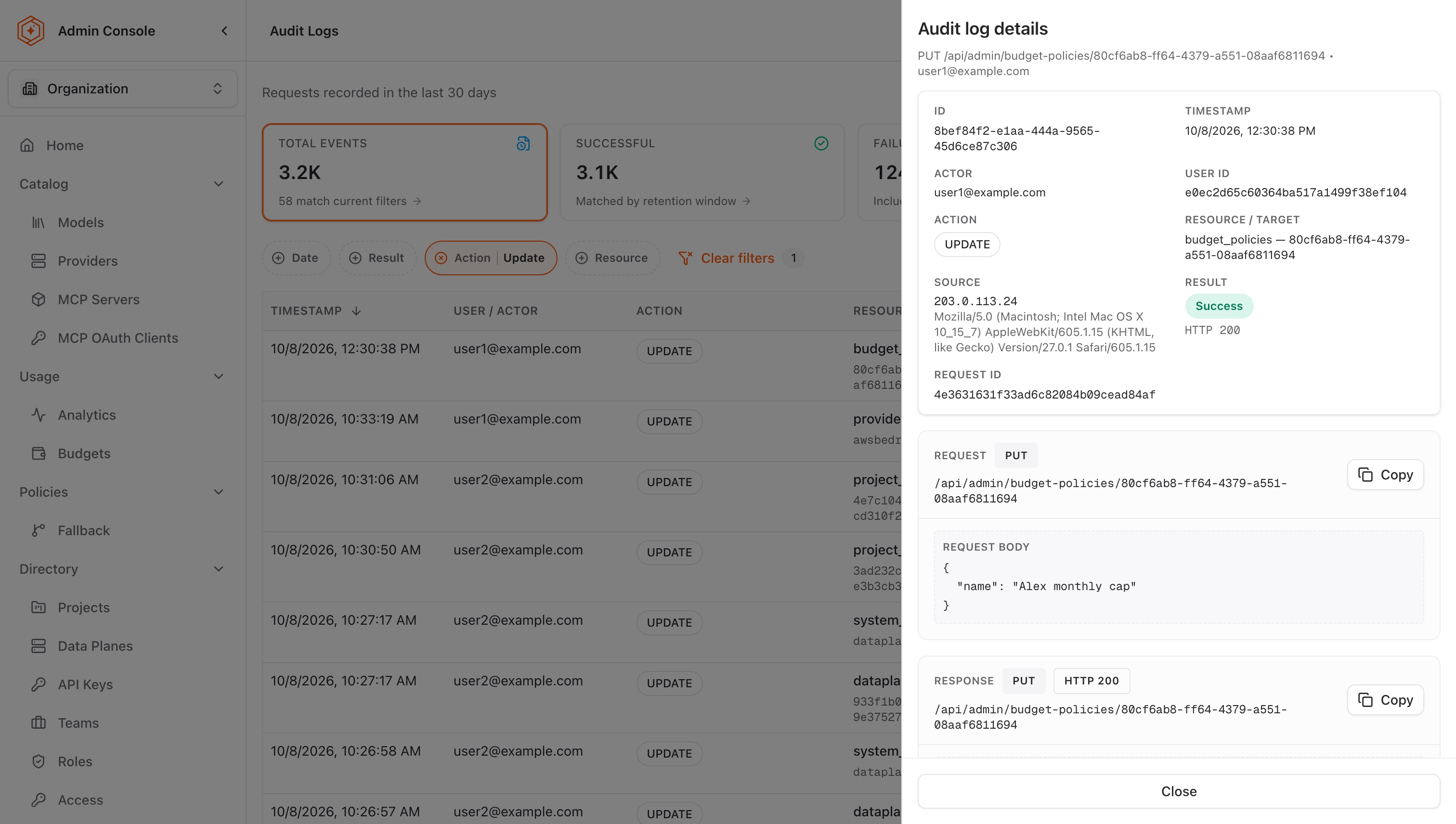 Audit Log detail