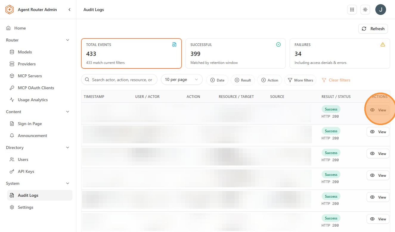 Audit Log detail
