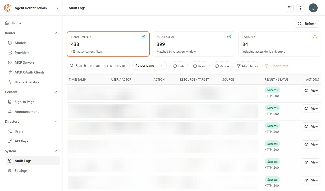 Audit Logs refresh