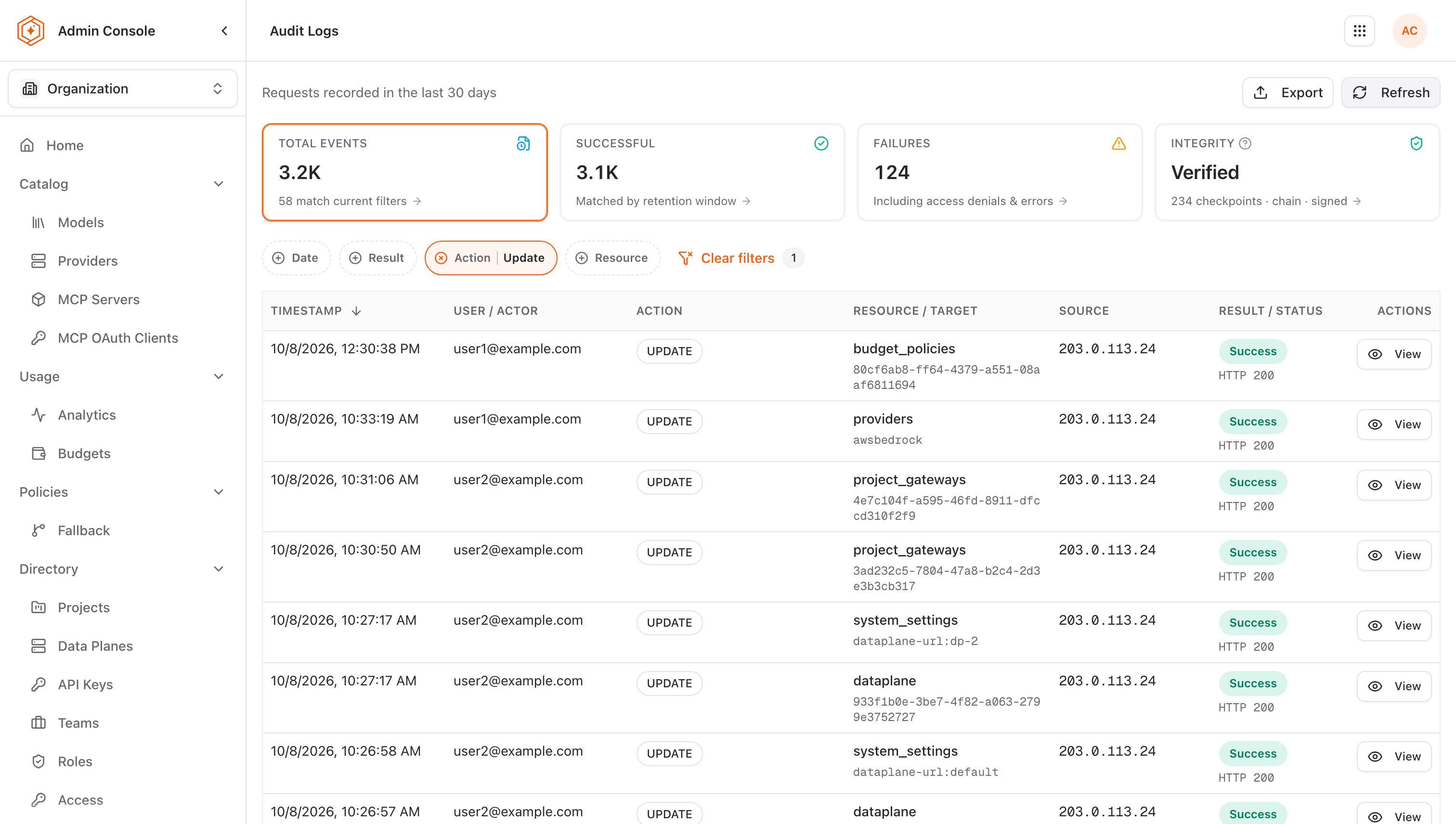 Audit Logs refresh