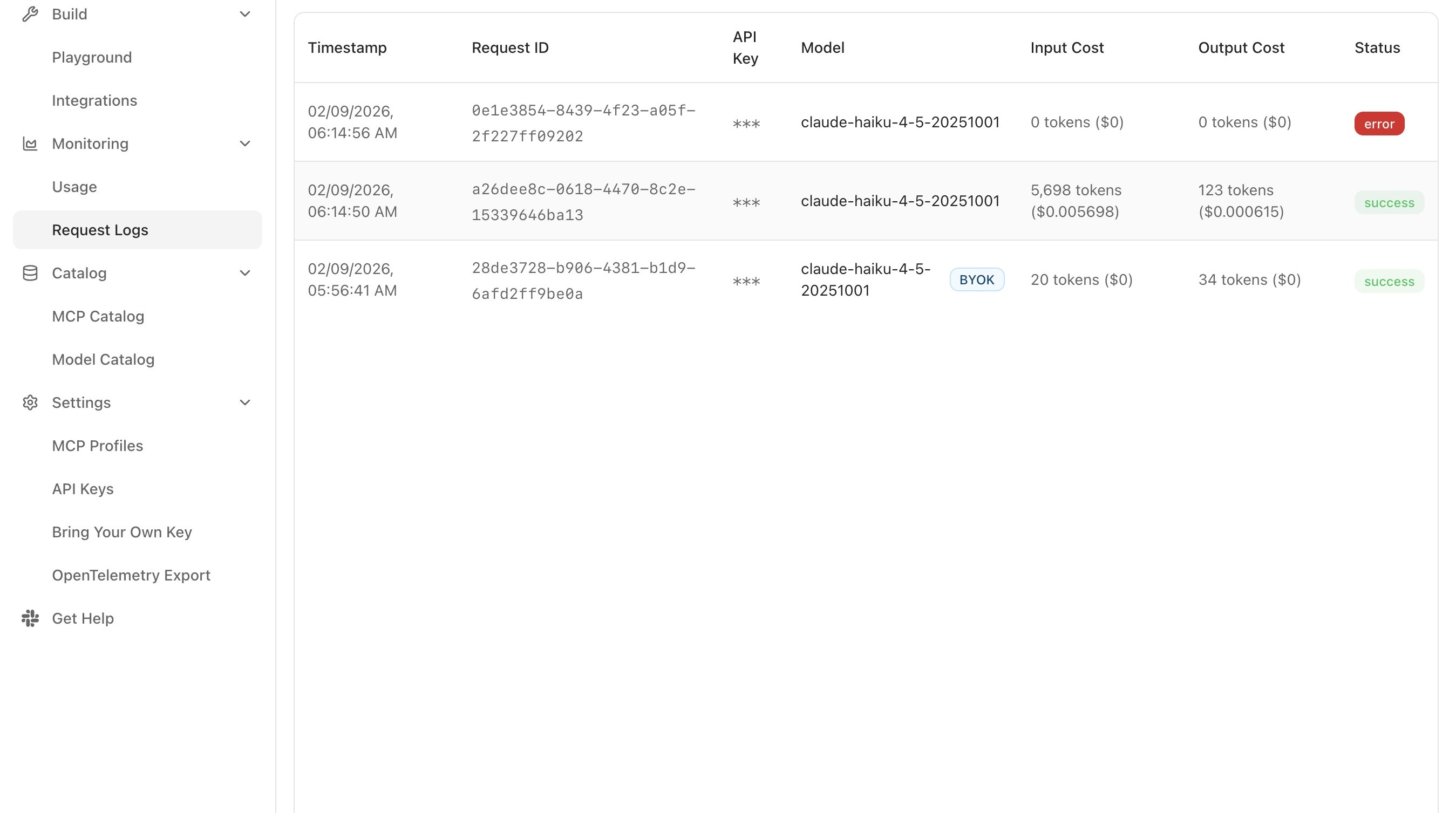 Request Logs