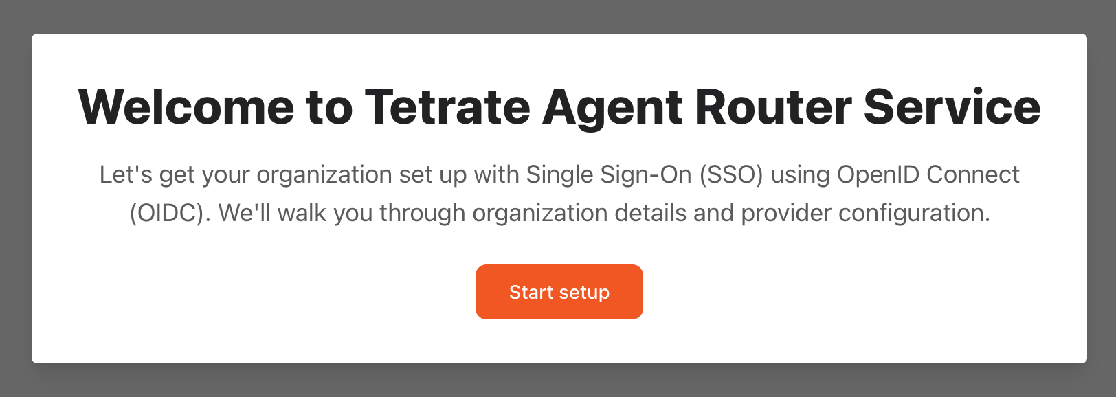 The onboarding wizard start screen