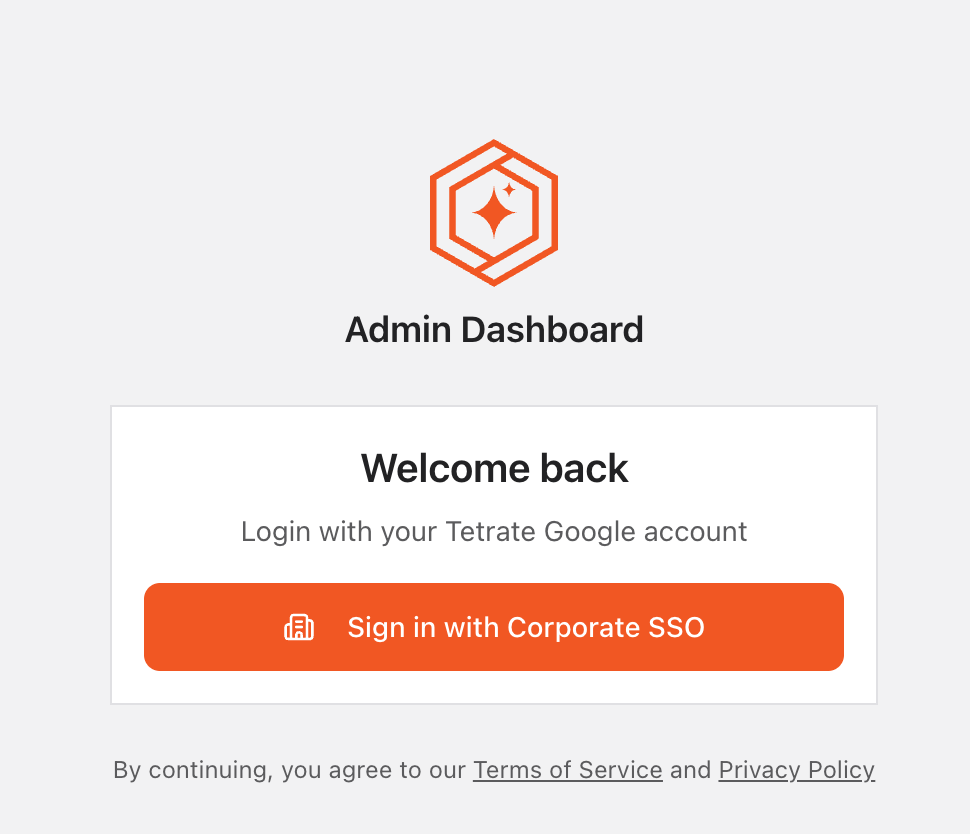 The Admin Console SSO login window